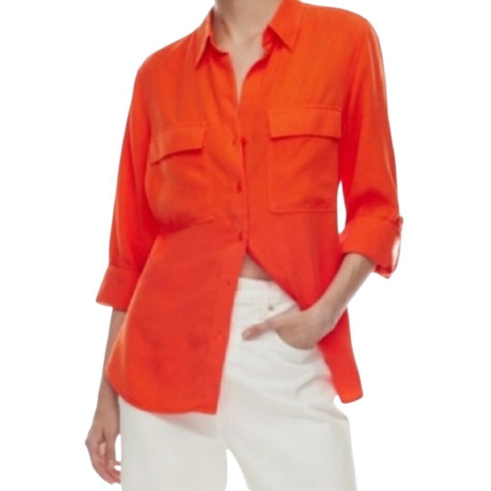 ARITZIA BABATON Orange Utility Button Down Shirt | Size: S